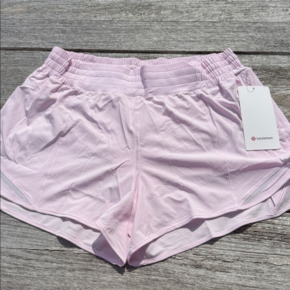Lululemon Hotty‎ Hot High-Rise Lined Short 4" Pink Organza size 14 NWT